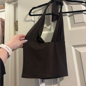 Garage Deep Brown Halter Top
